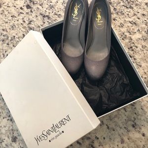 YSL Grey Stingray Tribute Platform Shoes